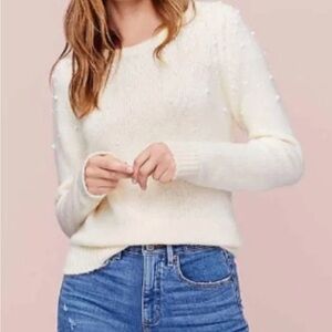Loft cream pearl sweater NWT